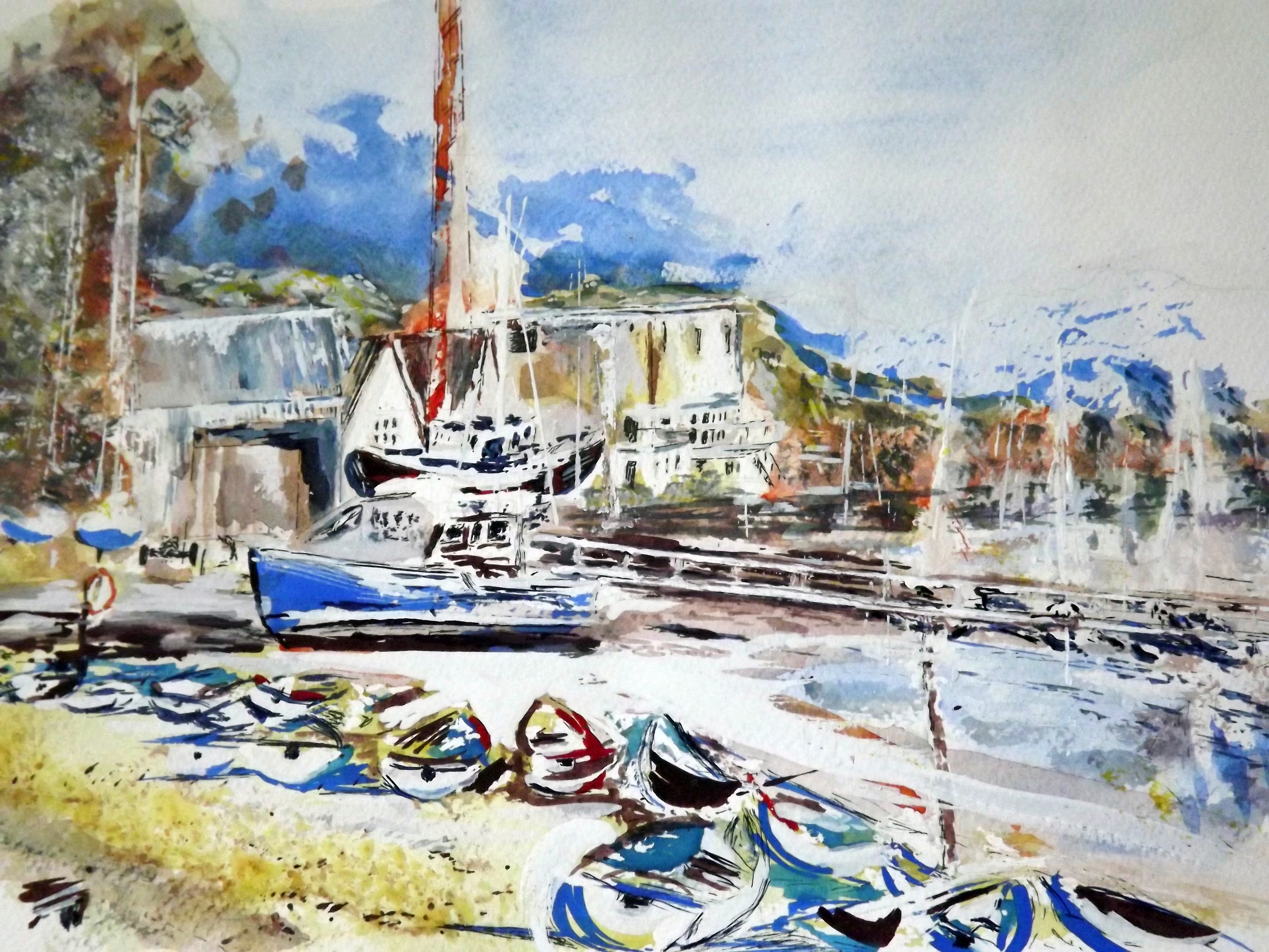 Waldringfield Boatyard watercolour