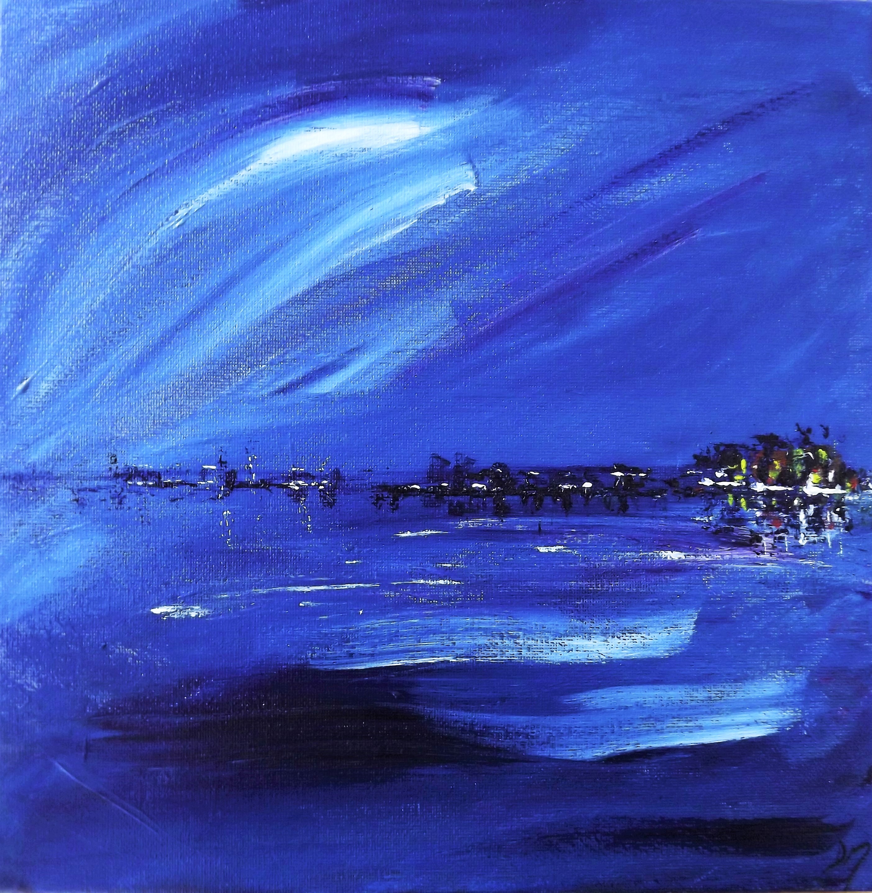 Pier By Night acrylic on canvas