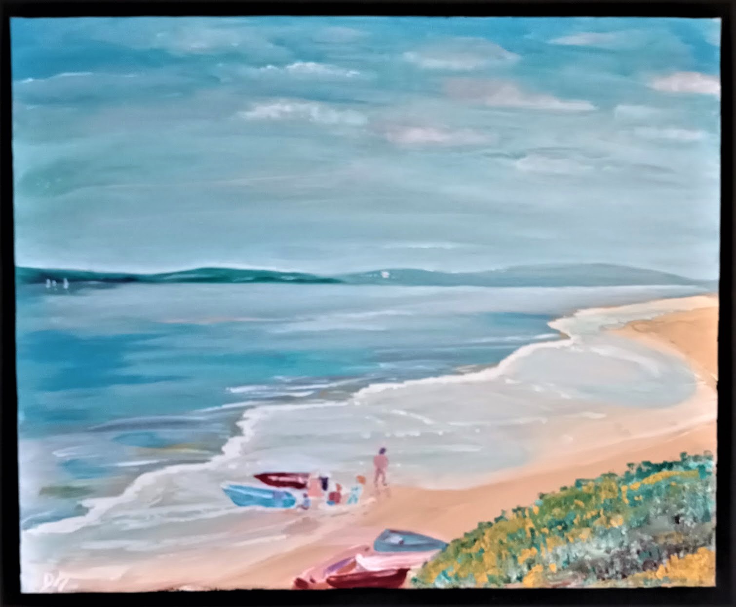 Children On Beach, acrylic on canvas