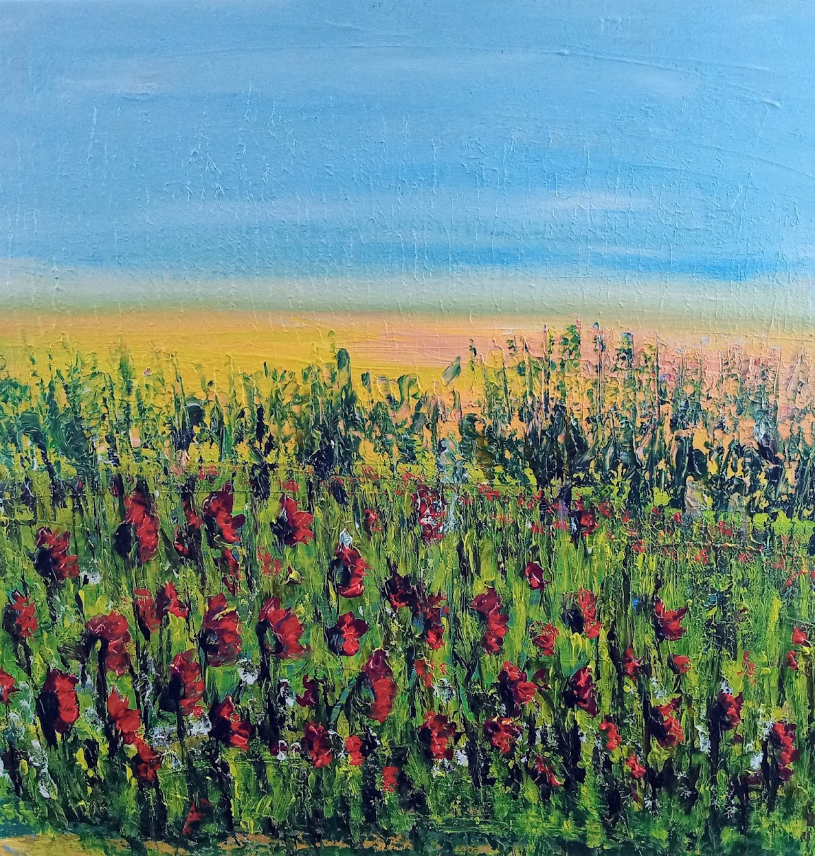 Poppies 2, acrylic on canvas 60x60cm